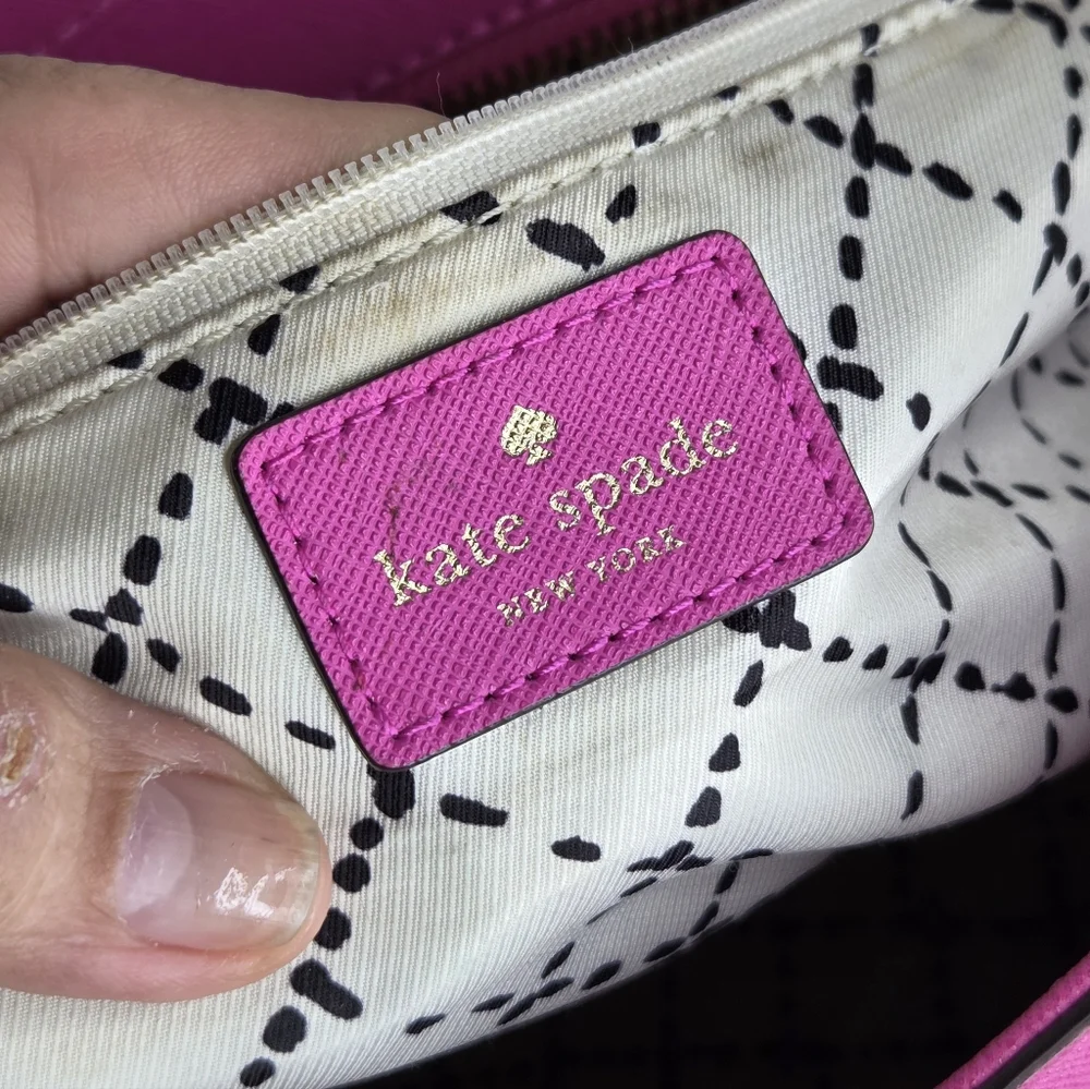 Kate Spade Fuchsia Leather Tote Bag with Dual Top Handles - Picture 10 of 16